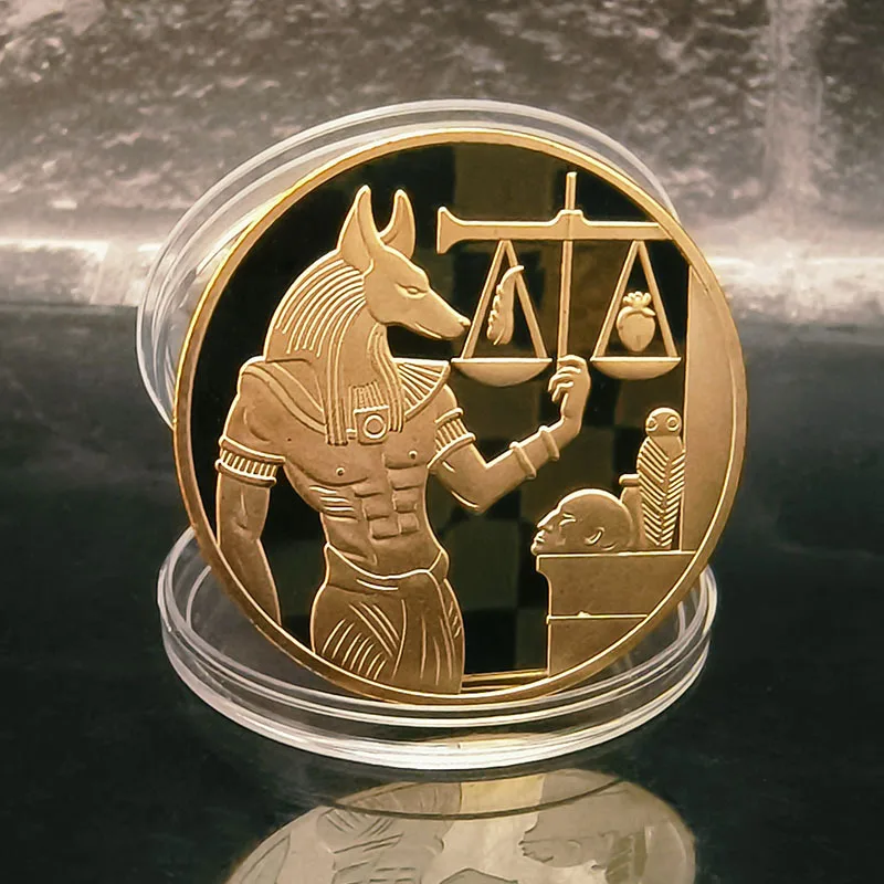 أنوبيس عملة ذهبية الهرم التحدي عملة الموت الله في الأساطير المصرية القديمة عملة المقتنيات ميدالية في الكبسولة #6