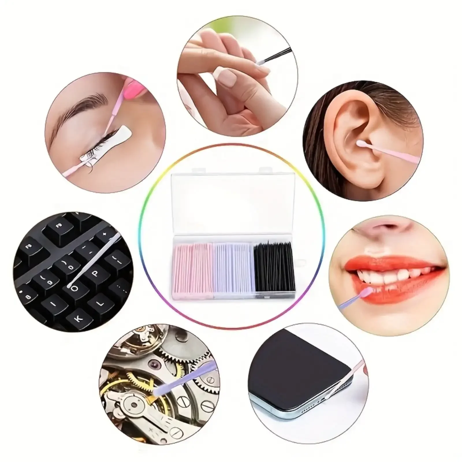 100 mini applicators disposable eyelash extension micro label eye black stick brush suitable for eyelash removal brush tool pink