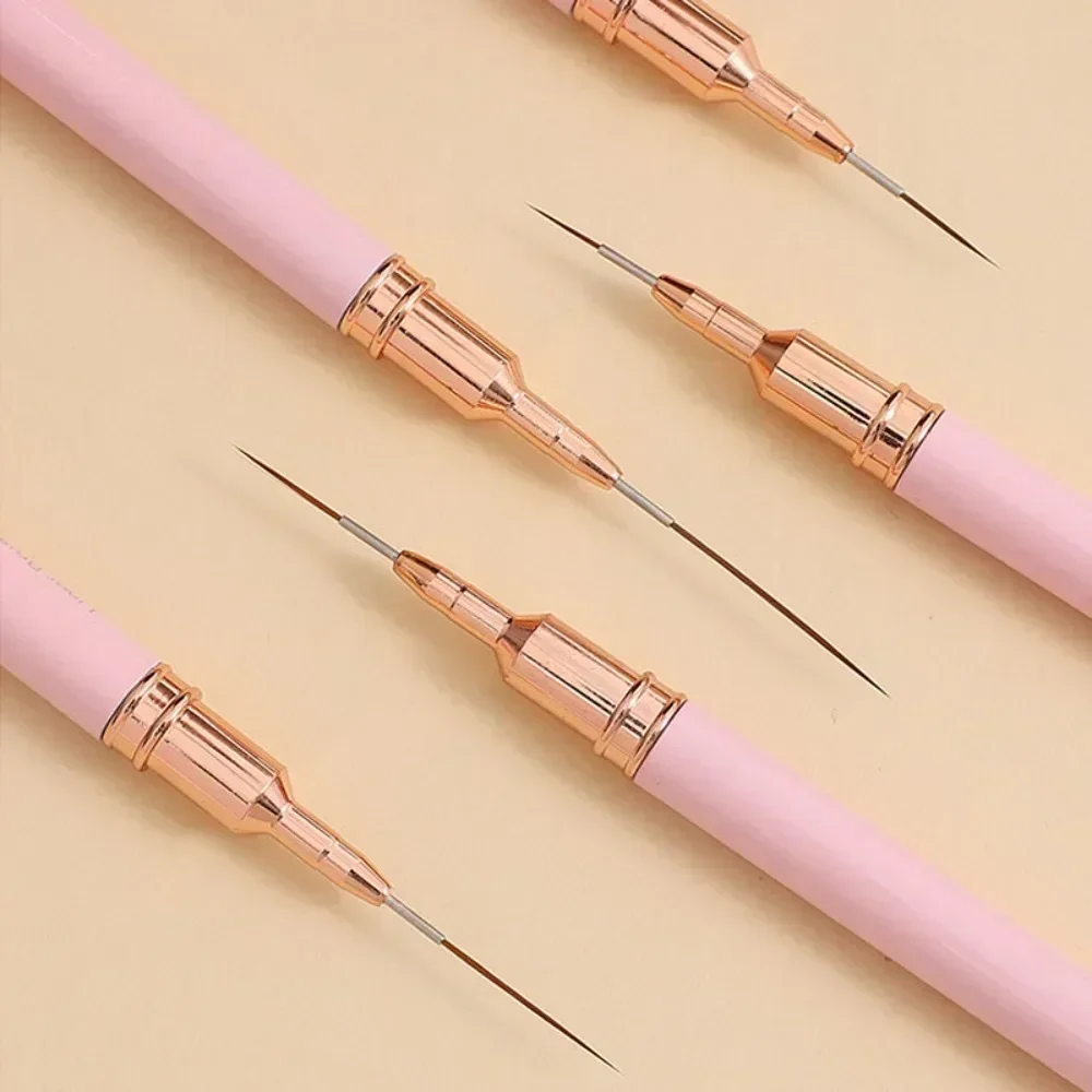 Pinceau à ongles rose pour dessin fin, 7/9/15/25mm, pour peinture, design artistique, longues lignes, détails fins