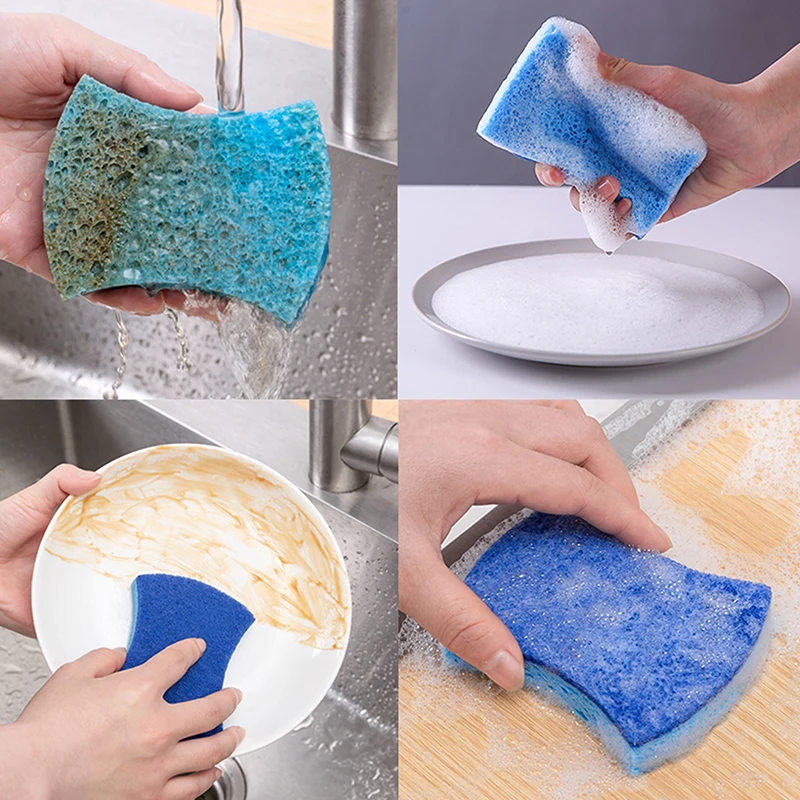 1PCS Dishwashing Sponge Clean Rub Focal Stains Sponge Removing Cleaning Kitchen Washing Dishes And Pots