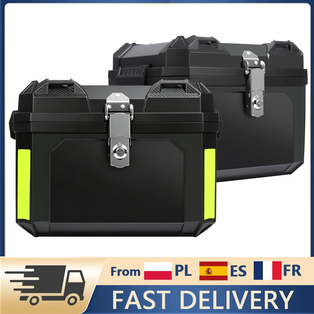 Top case de moto en plastique étanche avec serrure et doublure intérieure, coffre de moto universel à coque rigide pour casque et bagages