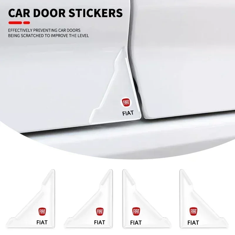 2Pcs Car Door Corner Protector Stickers Decoration For FIAT Abarth 500 Panda Bravo Punto Tipo Linea Ducato Freemont Accessories
