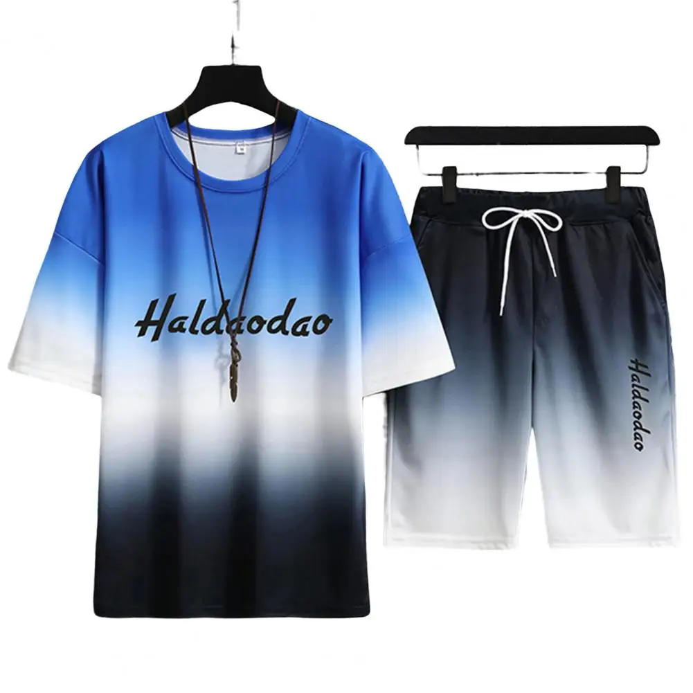 Estate Harajuku Hip Hop tuta da uomo 2 pezzi Set sottile morbido traspirante tuta da Jogging maschile a maniche corte t-shirt e pantaloncini Set