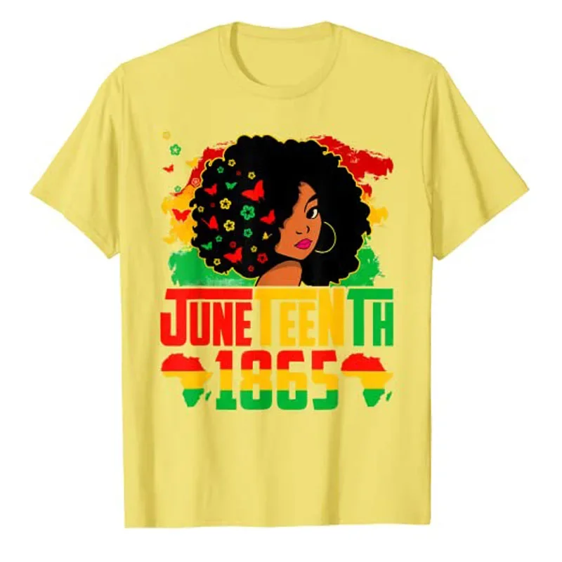 Juneteenth é meu dia da independência afro melanina preto camiseta feminina 16 de junho desde 1865 camiseta gráfica topo moda rainha mulher roupa