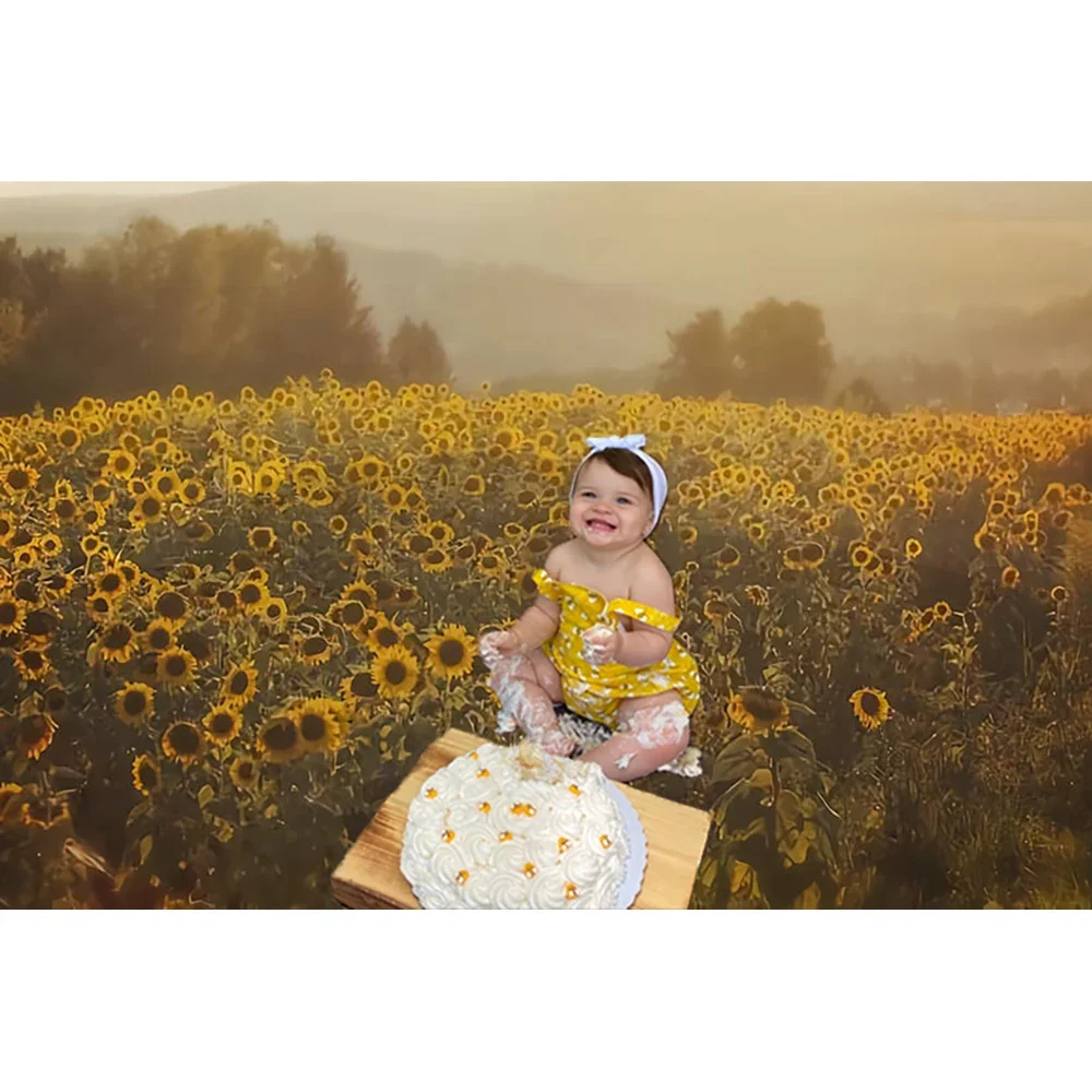 Fondo de fotografía con tema de girasol para recién nacido, tablero de madera, decoración para fiesta de cumpleaños y Baby Shower, fondo para sesión fotográfica