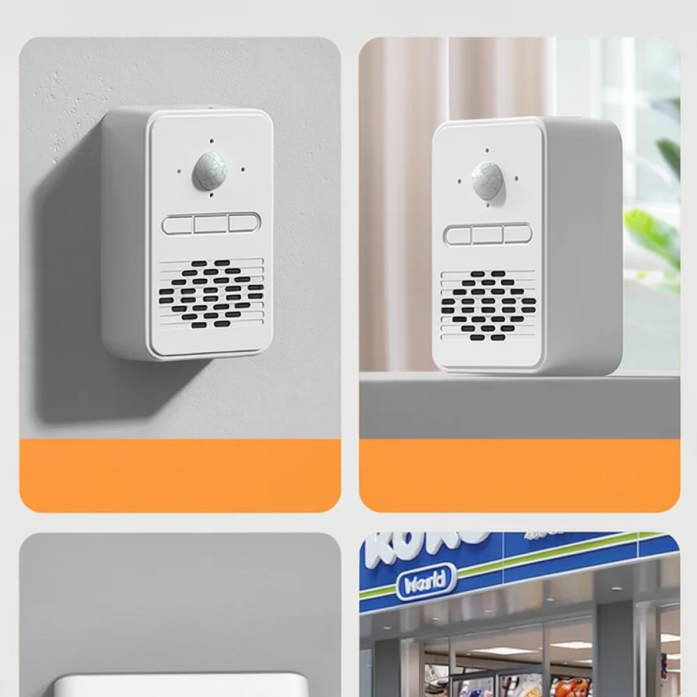 Smart Wireless Induction Doorbell Infrared Sensor Alarm Customizable Voice Recording Chime For Shop Home Office Entry Monitor