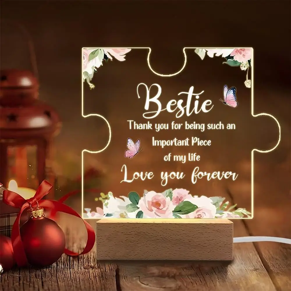 

1 шт., акриловый светящийся орнамент, аксессуары для фотосъемки, USB-основание, подарок подруге, рождественские резные фигурки