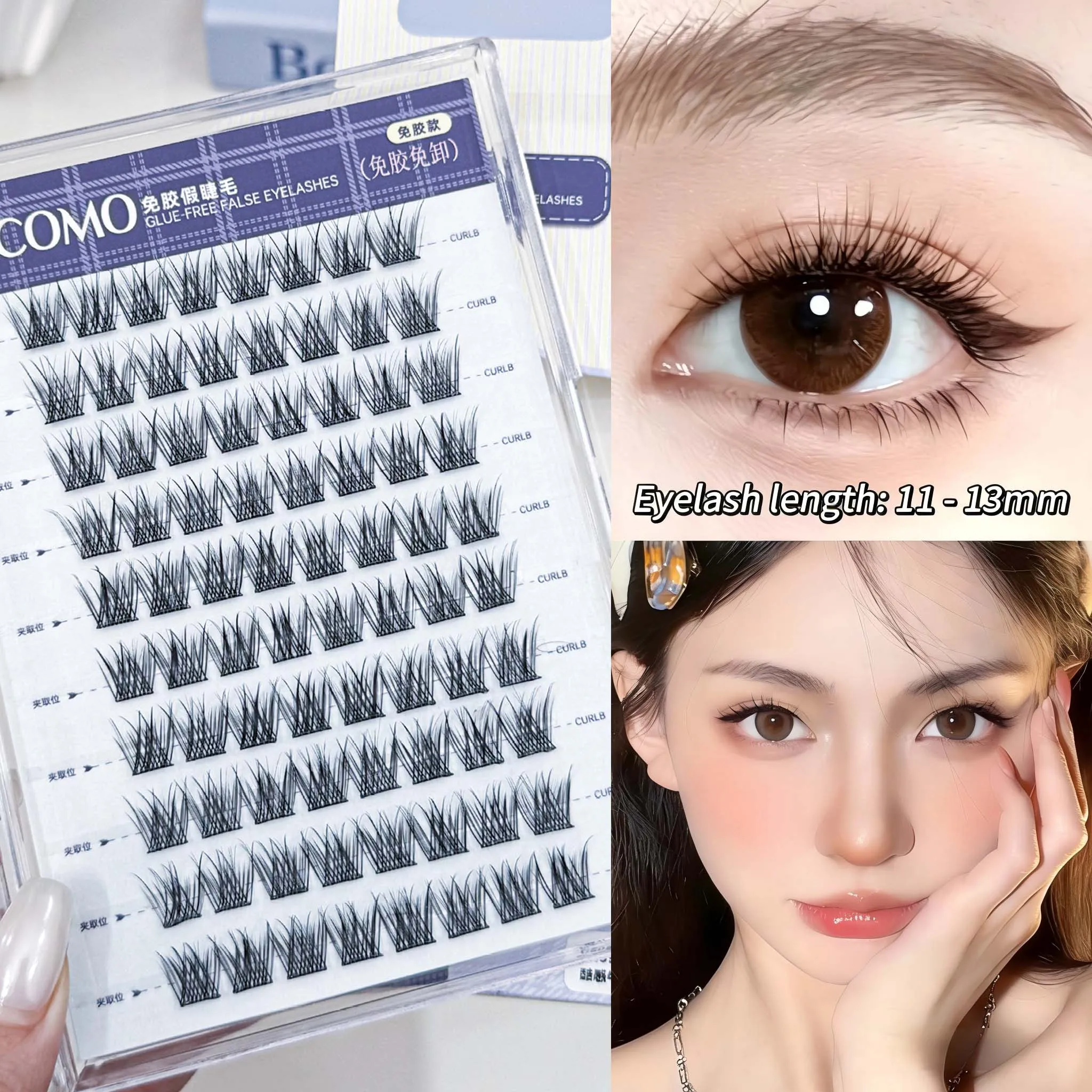 10 Reihen Großpackung Klebefreie Falsche Wimpern Natürliche Schwungwimpern Segmentierte Wimpern Kein Kleber Nötig Selbstklebende Wimpern