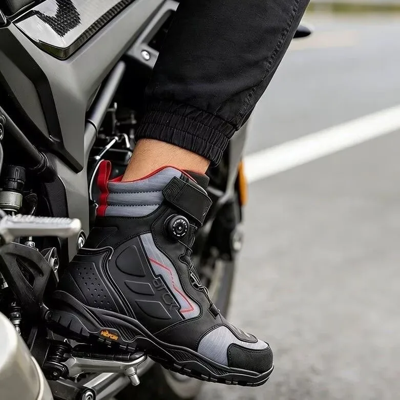 ARCX Cowhide Waterproof Pull-Riding Boot Motorcycle Tightening Shoes & Reinforced Toe Heel & Wear-Resistant Rubber Sole