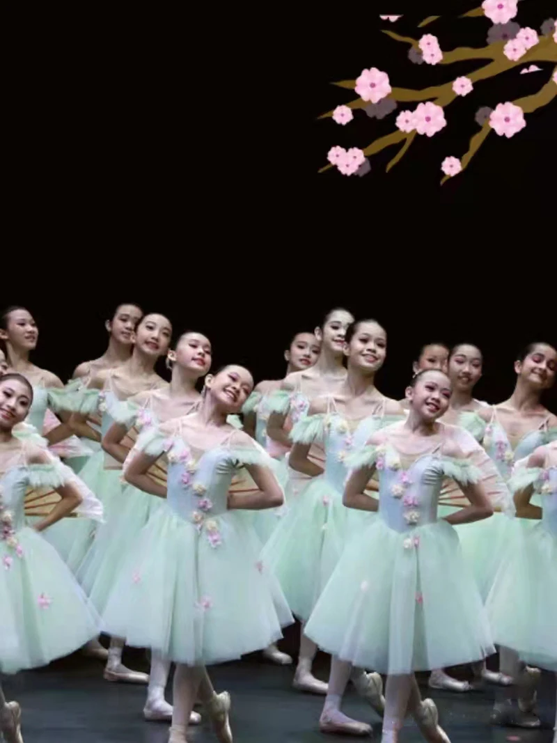 رومانسية توتو جيزيل أزياء الباليه الفتيات الطفل Velet تول التزلج فستان راقصة الباليه فقاعة قصيرة الأكمام الدانتيل متابعة فستان صيفي