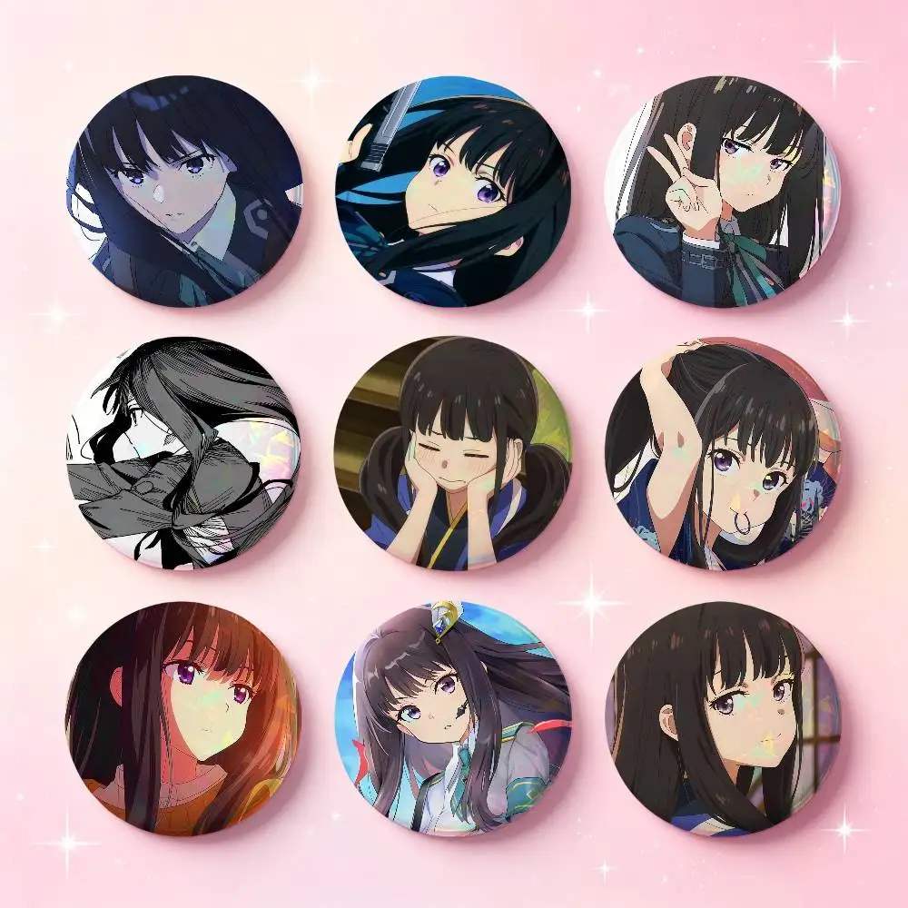 Takina Inoue Anime Figure Badges Button Round Creative Pin Brooch Badge Bag Decor Accessories Fans Collect Friends Gifts
