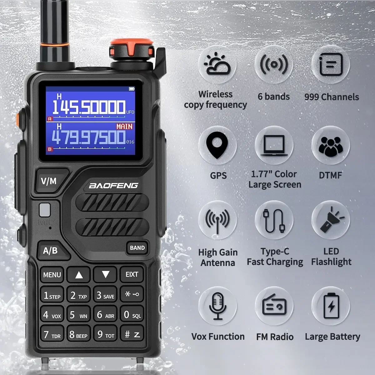 Baofeng UV K5 Pro Walkie Talkie Air Full Band Long Range Wireless Copy Frequency Two Way Radio Type-C UV K5 Plus Ham Radio