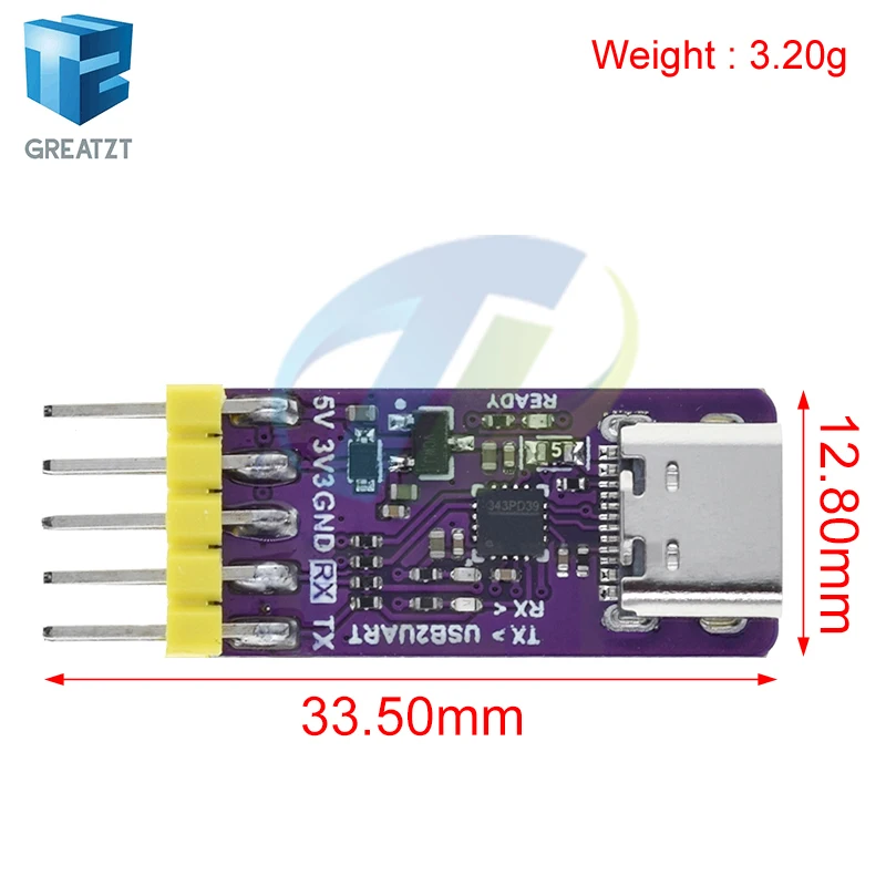 CH343P USB To Serial Port Module 6Mbps 5V3.3V TTL UART CH343 Debugging Burning And Downloading Type-C Switch Instead CH340Module