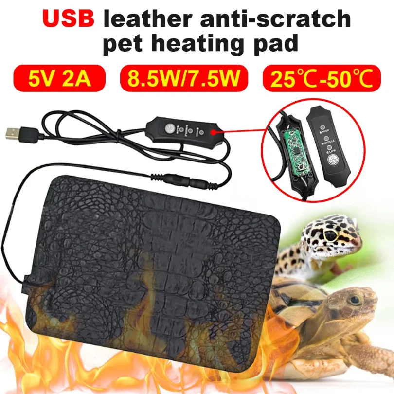 

USB Pet Heating Pad Reptile Heat Mat Electric Blanket Heater Incubator Mat Insulation Pad 3 Levels Adjustable Temperature