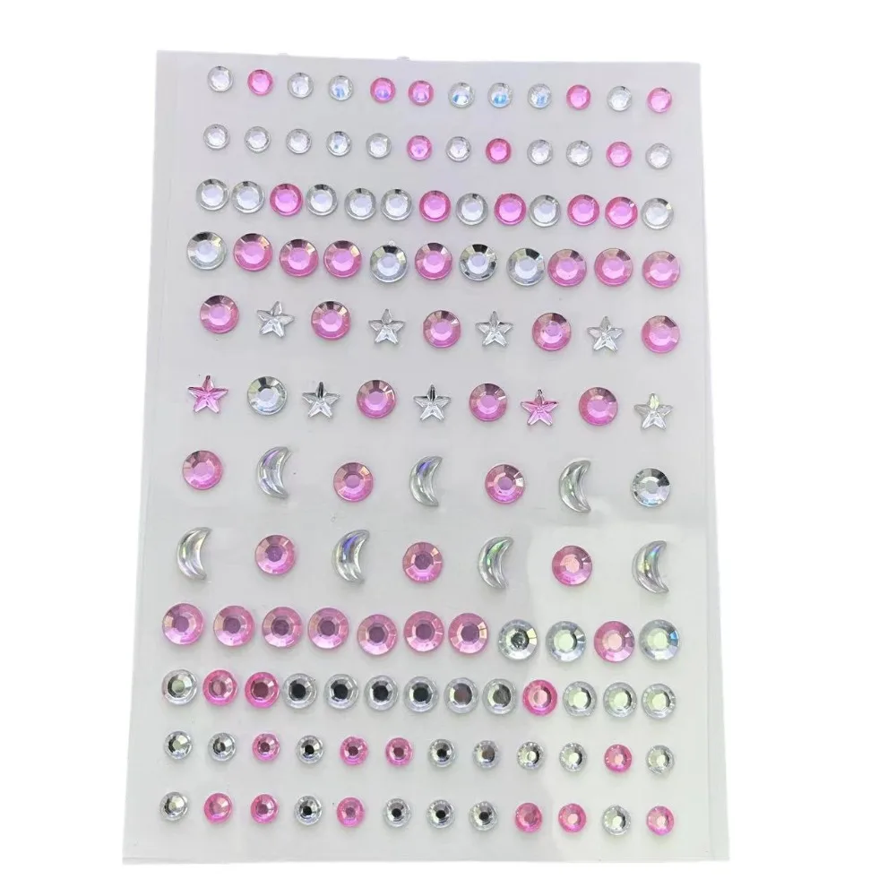 Stage Decoration Moon Star Makeup Sticker Crystal Self Adhesive Face Gems Long Lasting Wedding Design Gel Slider