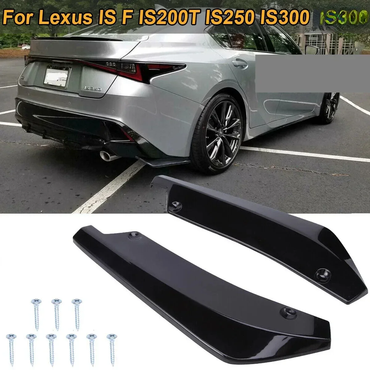 2PCS 40CM Long  Rear Bumper Canard Splitter Side Spoiler Diffuser Valance Trim For Lexus IS F IS200T IS250 IS300 Car Accessories