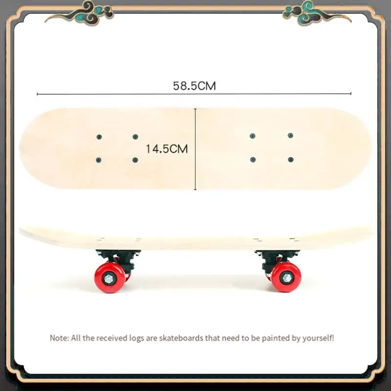 

58.5Cm Skateboard Deck Maple Skate Board Blank Adults Kids DIY Hand-Painted Decorative Board Double Rocker Easy Install