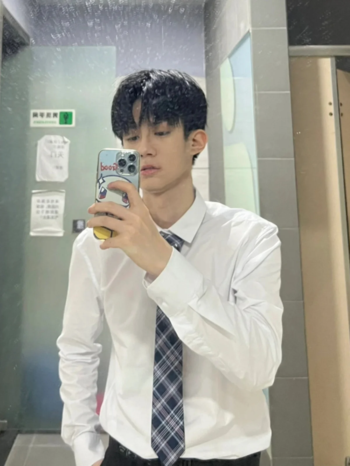 

White Tie Shirt Men's Autumn Winter New Style College Style DK Uniform Shirt Student Model Handsome Class Uniform Jacket