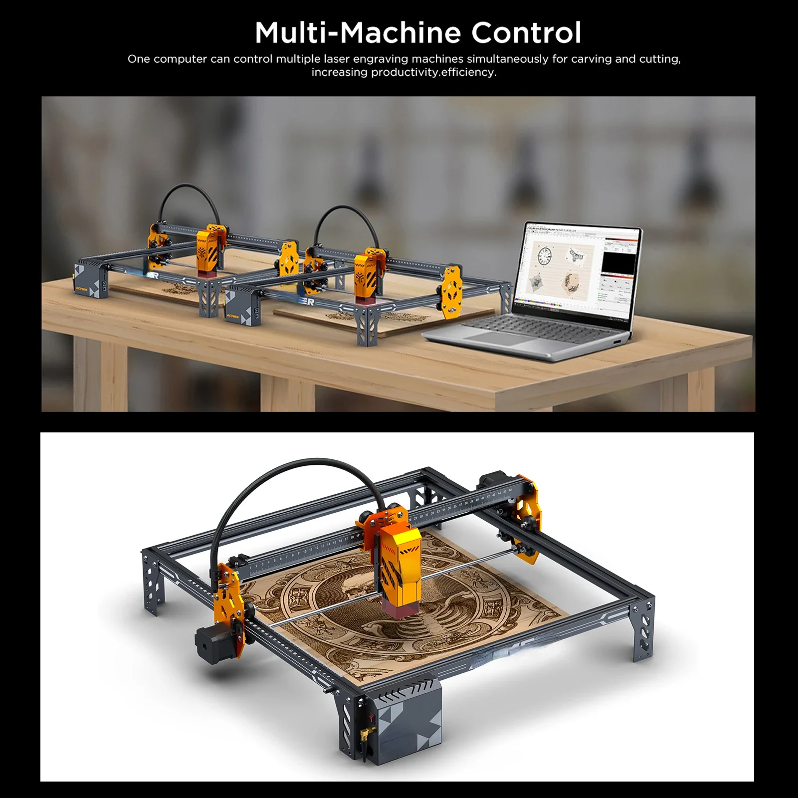 Pro Laser Engraver CNC Blue Laser Cutting Machine 6W Laser Z-Axis Lifting Module  0.01 Engraving Accuracy with Fixed