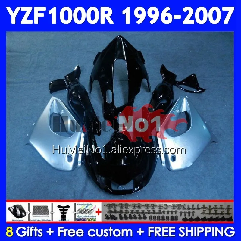 Thunderace For YAMAHA YZF 1000R YZF1000R 1996 1997 1998 1999 2000 2001 Silver black 353No.1 YZF-1000R 02 03 04 05 06 07 Fairing