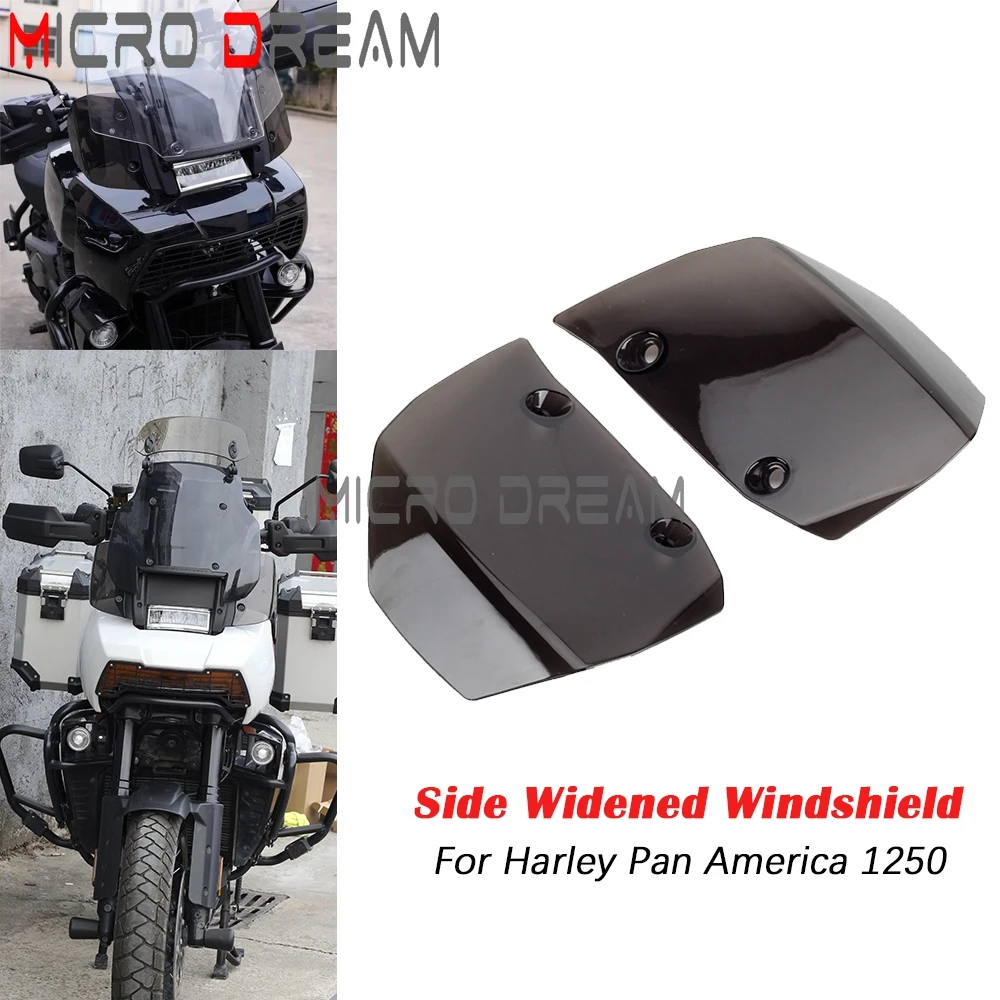 For Harley PAN AMERICA 1250 S PA1250 2021-2024 Motorcycle Side Widened Windshield Smoke Side Windshield Windscreen Air Deflector