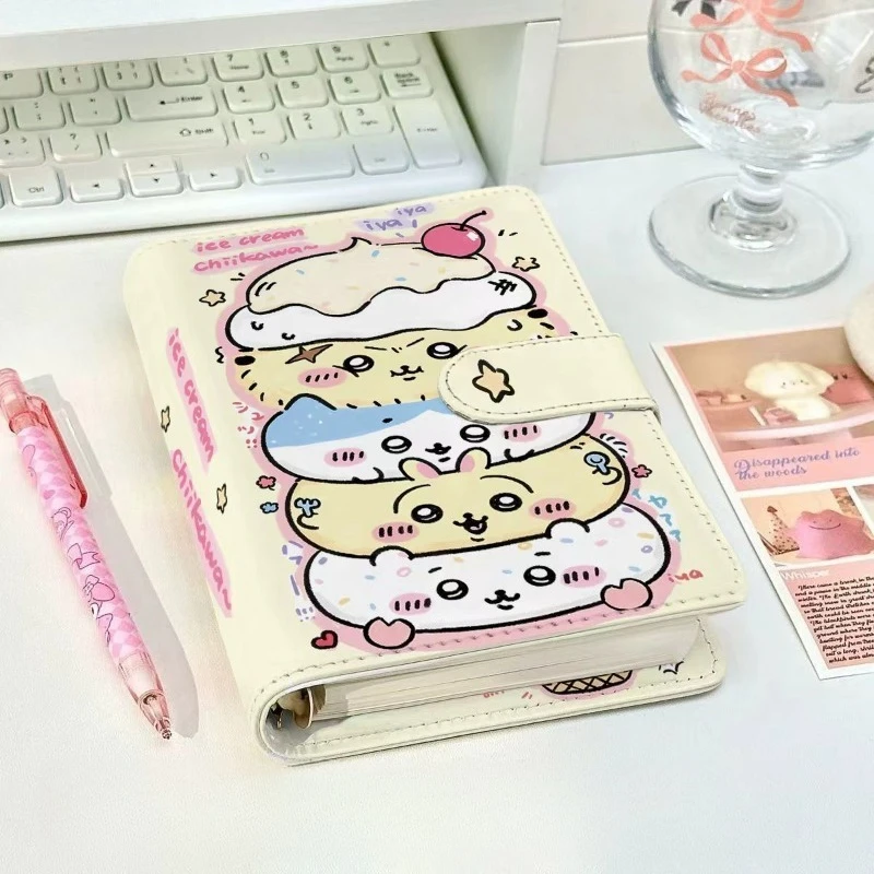 Anime Cartoon Kawaii Chiikawa Hachiware Usagi Ins Burger A6 PU Loose Leaf Student Good Looks Convenient Removable Notepad Gift
