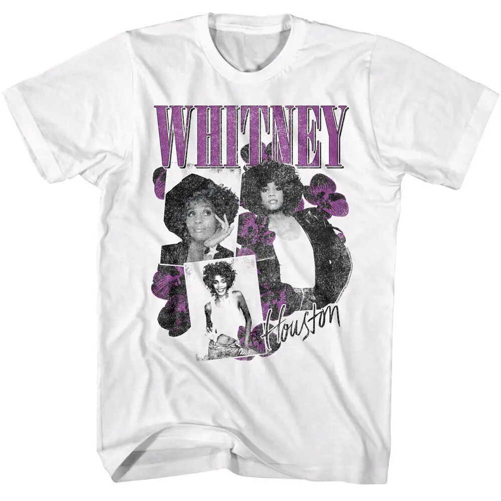 Whitney Houston Orchid Collage Men's T Shirt Flowers R B Soul Singer Diva