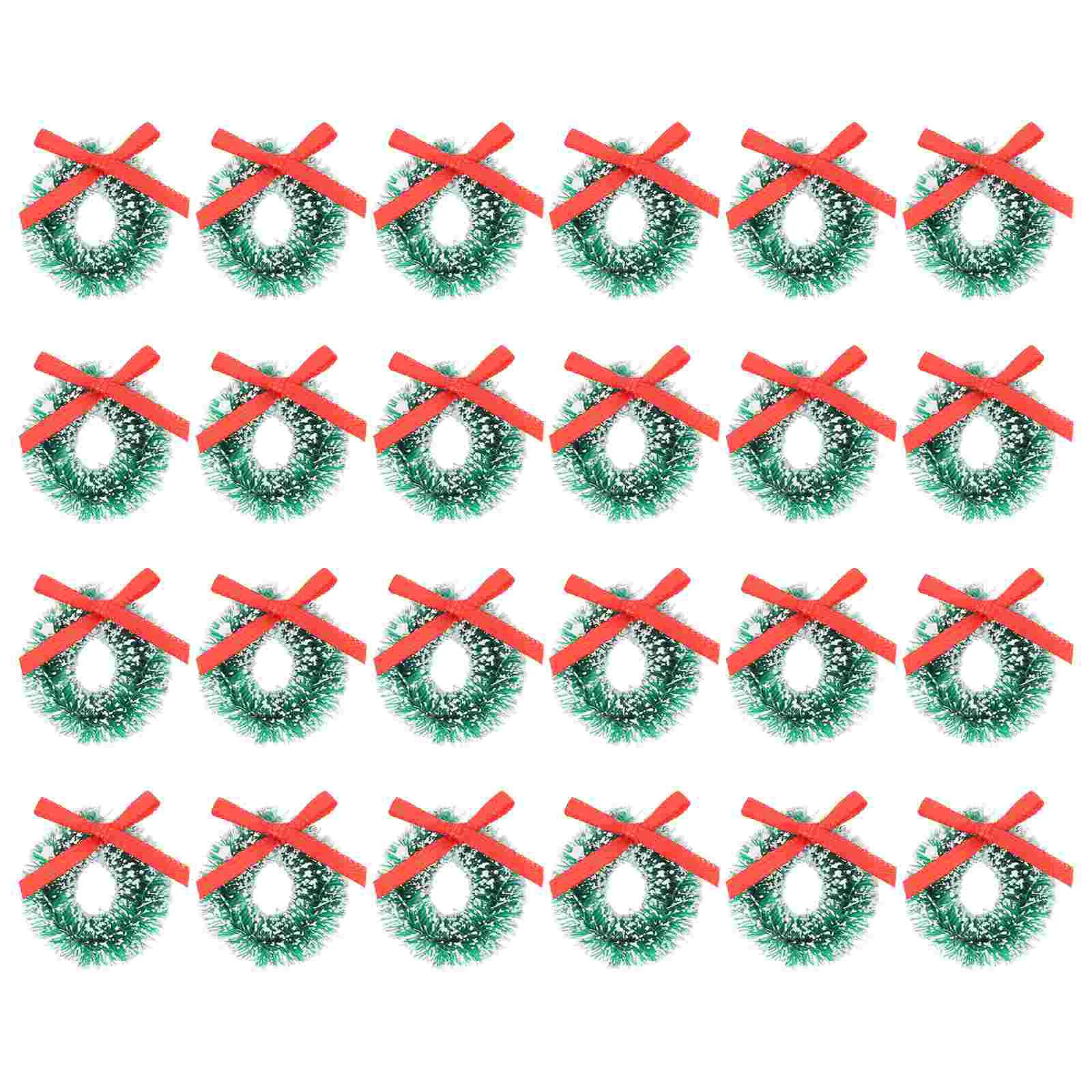 

24 Pcs Christmas Wreath Hanging Mini Garland Toy Halloween Outdoor Decorations Ornament Green Simulation Artificial for Xmas