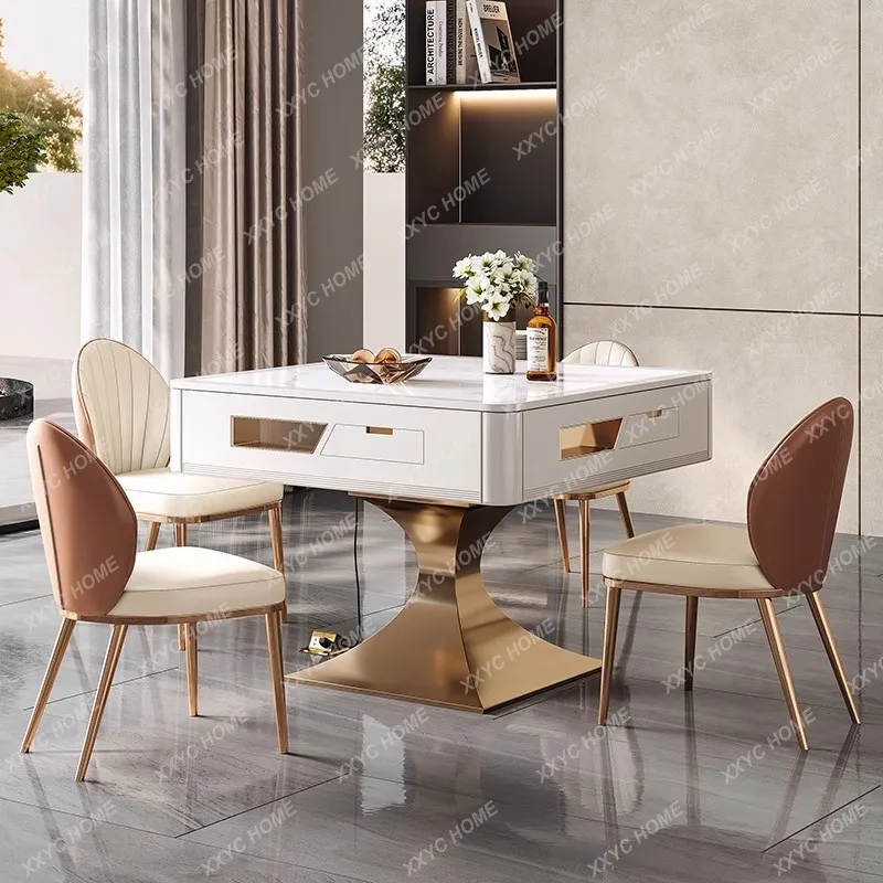 *Automatic dining table dual-purpose intelligent high-end rock slab silent multi-functional mahjong table