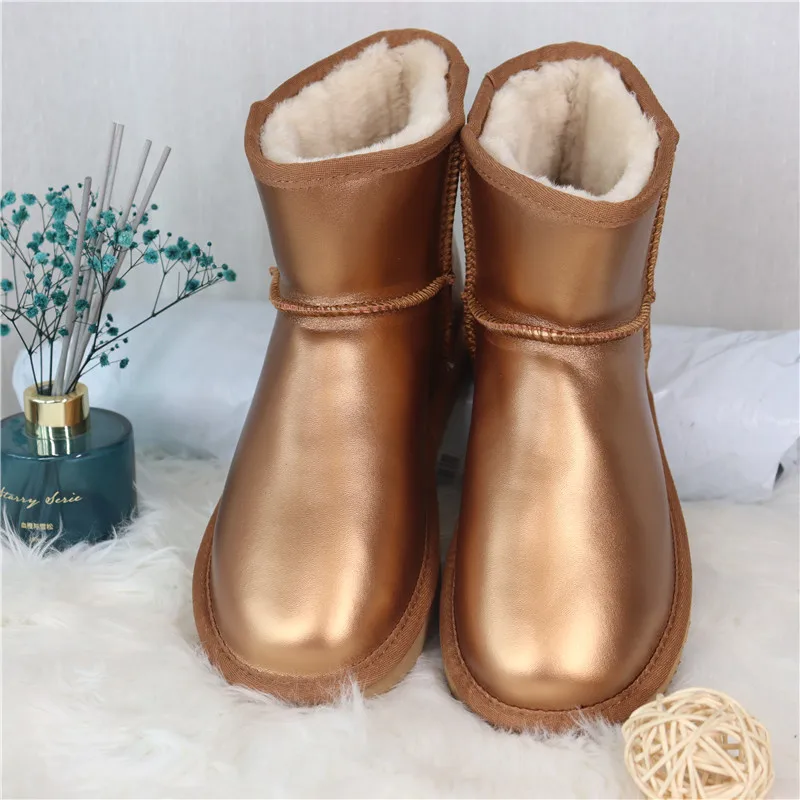 Cheap New 2023 Winter Warm Shoes Snow Boots Women Shoes Waterproof Leather Genuine Cowhide Women Boots