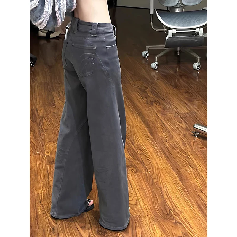 Vrouwen Vintage Button Design Jeans Amerikaanse Retro Streetwear Denim Broek Y2K Casual Losse Harajuku 2000s Wude Leg Broek