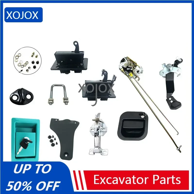 XOJOX For KOBELCO SK 75 200 210 250 260 350 Ultra 8 Cab Door Lock Assembly Handle high quality excavator accessories