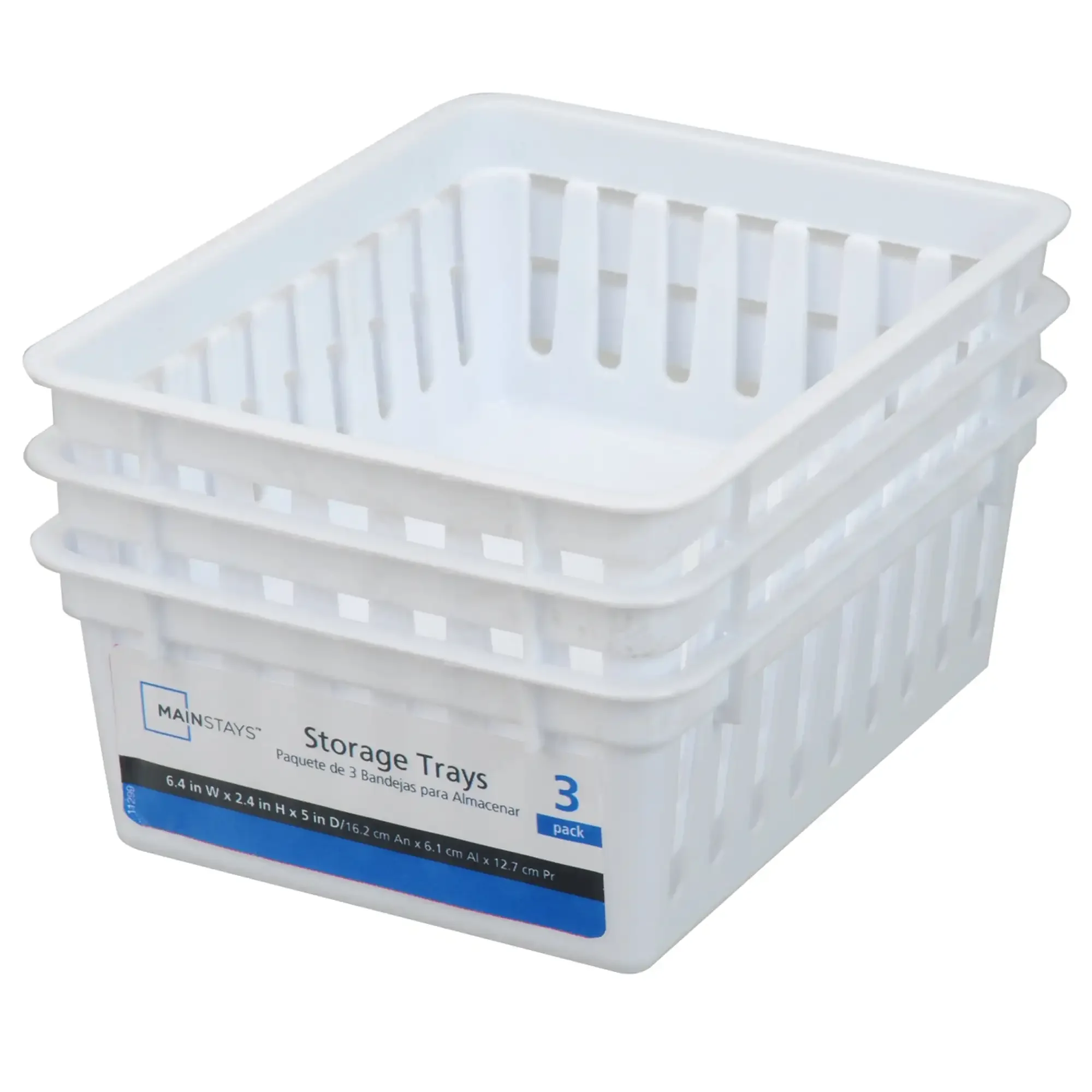 

Square Mini Storage Trays, Stackable, White, 3-Pack