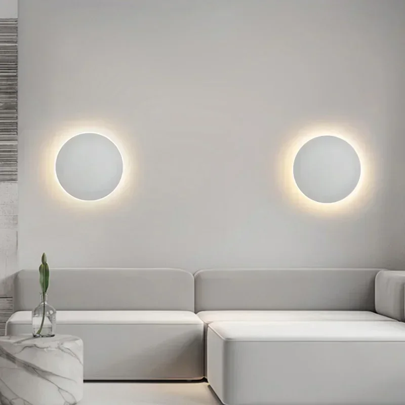 LED Round Wall Lamps Lighting Touch Switch Porch Sensor Interior Modern Minimalist Style Bedroom Stair Background Wall Sconces