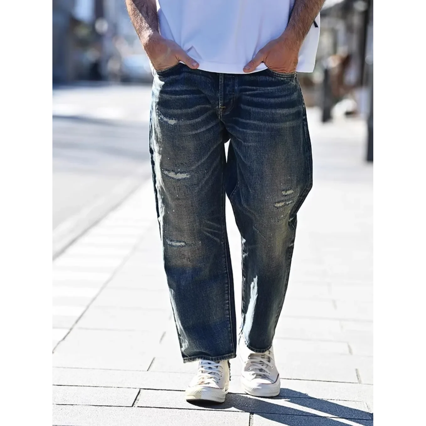 

Man Pants Baggy Jeans Relaxed Fit Ripped Denim Trousers Straight Leg Casual Wear For Men Fashionable Street Style
