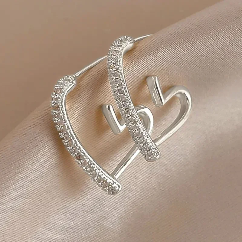 Gift Heart opening Love Zircon Earrings for Women Heart shaped Sweet Girls Must Have Popular Fashion Explosive Earrings