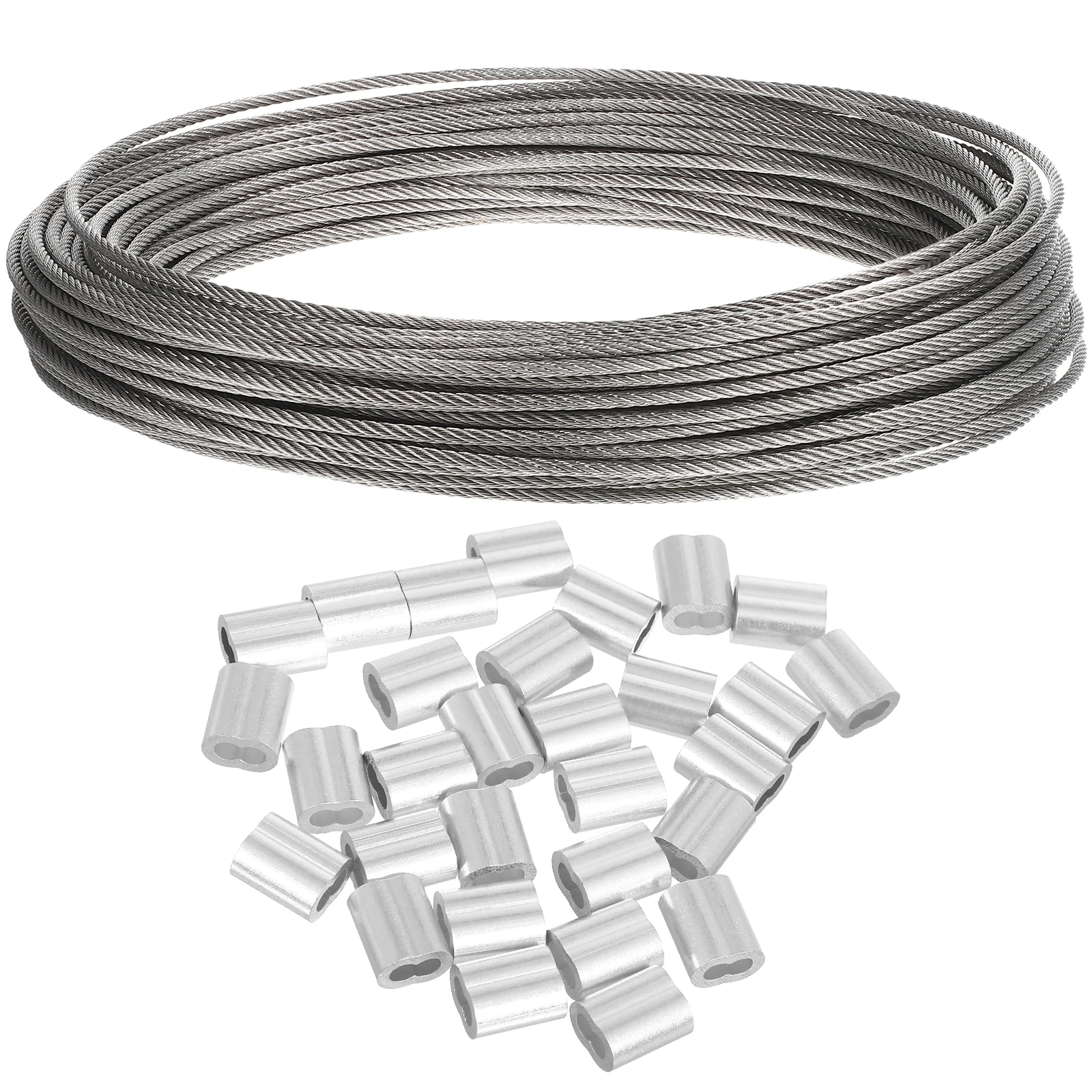

30M Stainless Steel Wire 7X7 Aircraft Trellis Heavy Duty Fencing Mechanics Rope Connector Outdoor Metal Wire Plant
