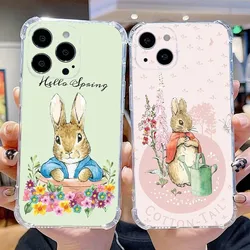 Cute P-Peter Rabbit Phone Case For iPhone 15,14,13,12,11 Plus,Pro,Max,XR,XS,X,7,8 Plus,SE,Mini Transparent Silicone Soft