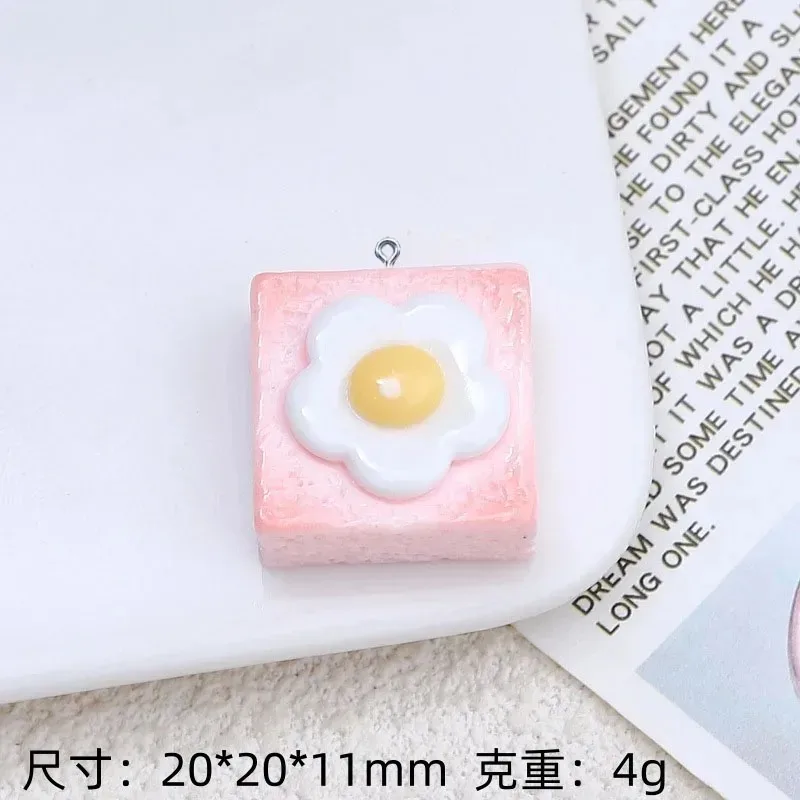 10Pcs Mini Flower Egg Toast Resin Charms Simulation Food Pendants DIY Earrings Necklaces Bracelets Jewelry Craft Supplies