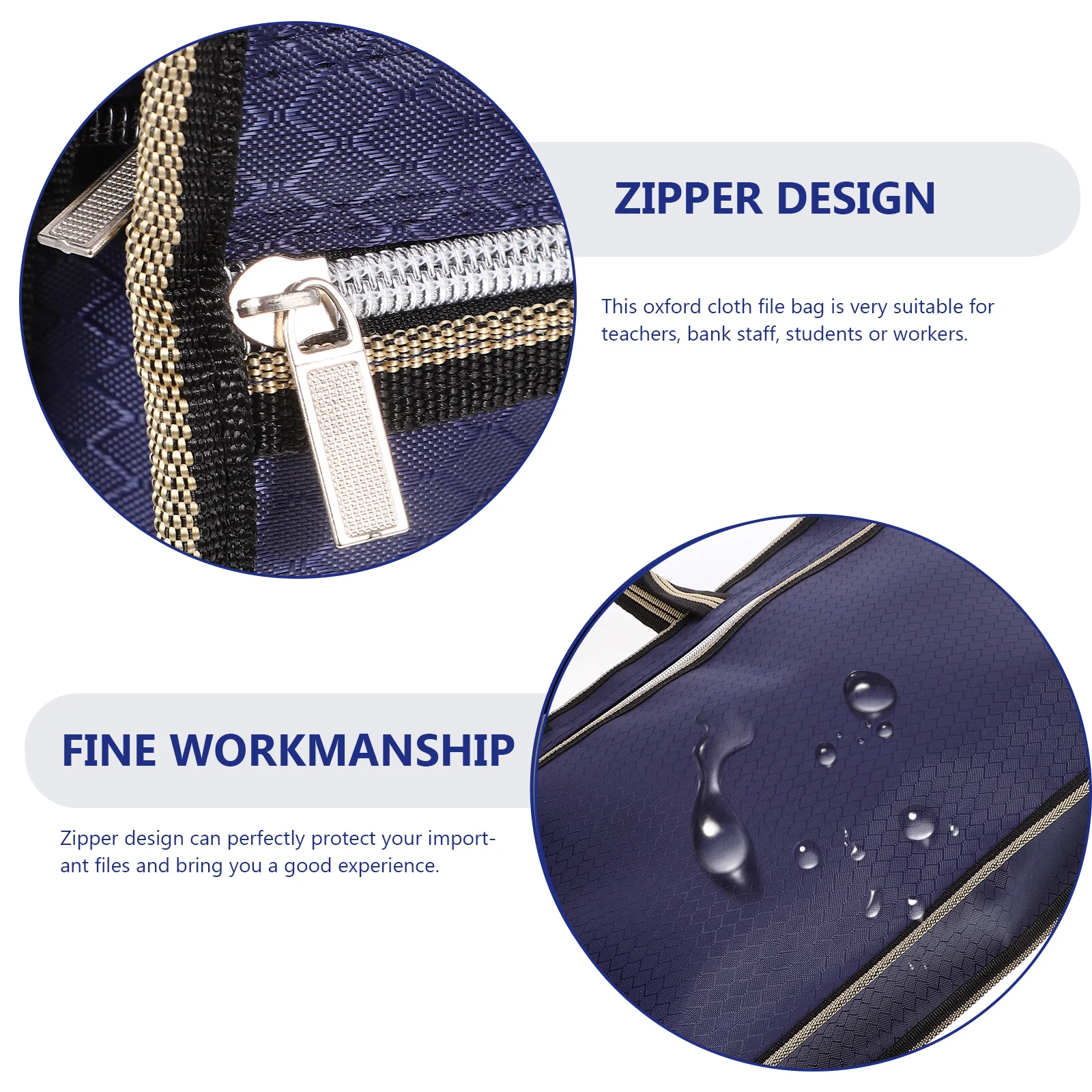 

Oxford Cloth Document Bag Zipper File Pouch Portable Organizer for Office Files Bills Storage for Men Office Canvas Folder