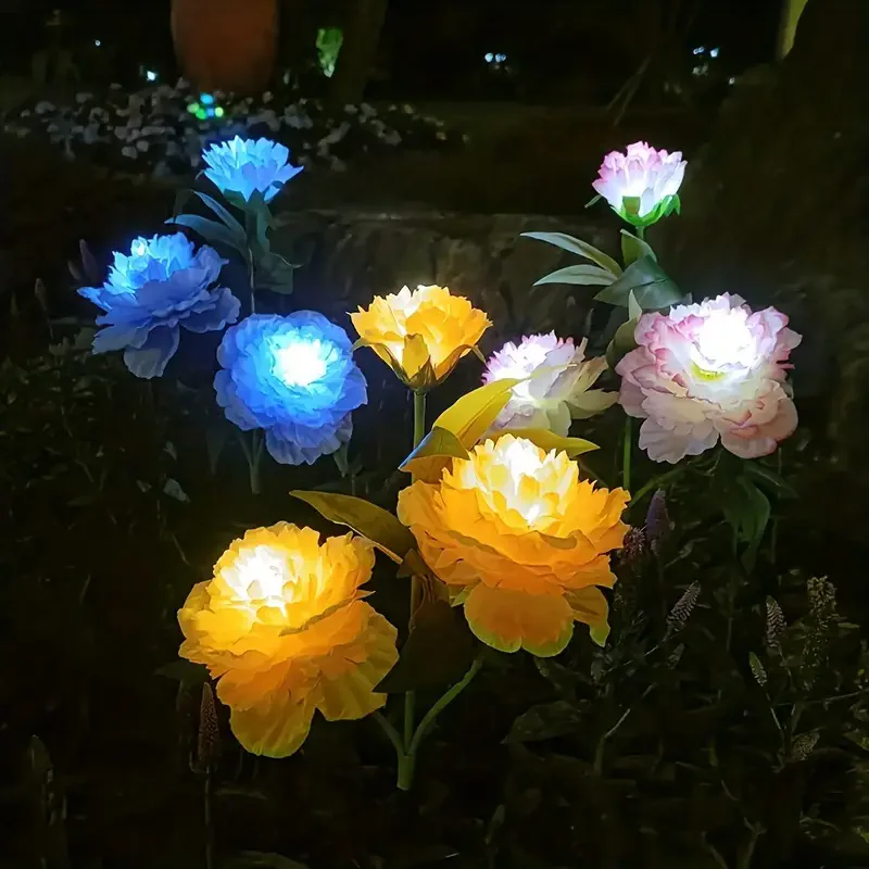 تعمل بالطاقة الشمسية LED مصابيح حديقة الفاوانيا زهرة تصميم شبه فلوش جبل إضاءة الحديقة في الهواء الطلق مصباح ديكور مسار الأزهار 1035