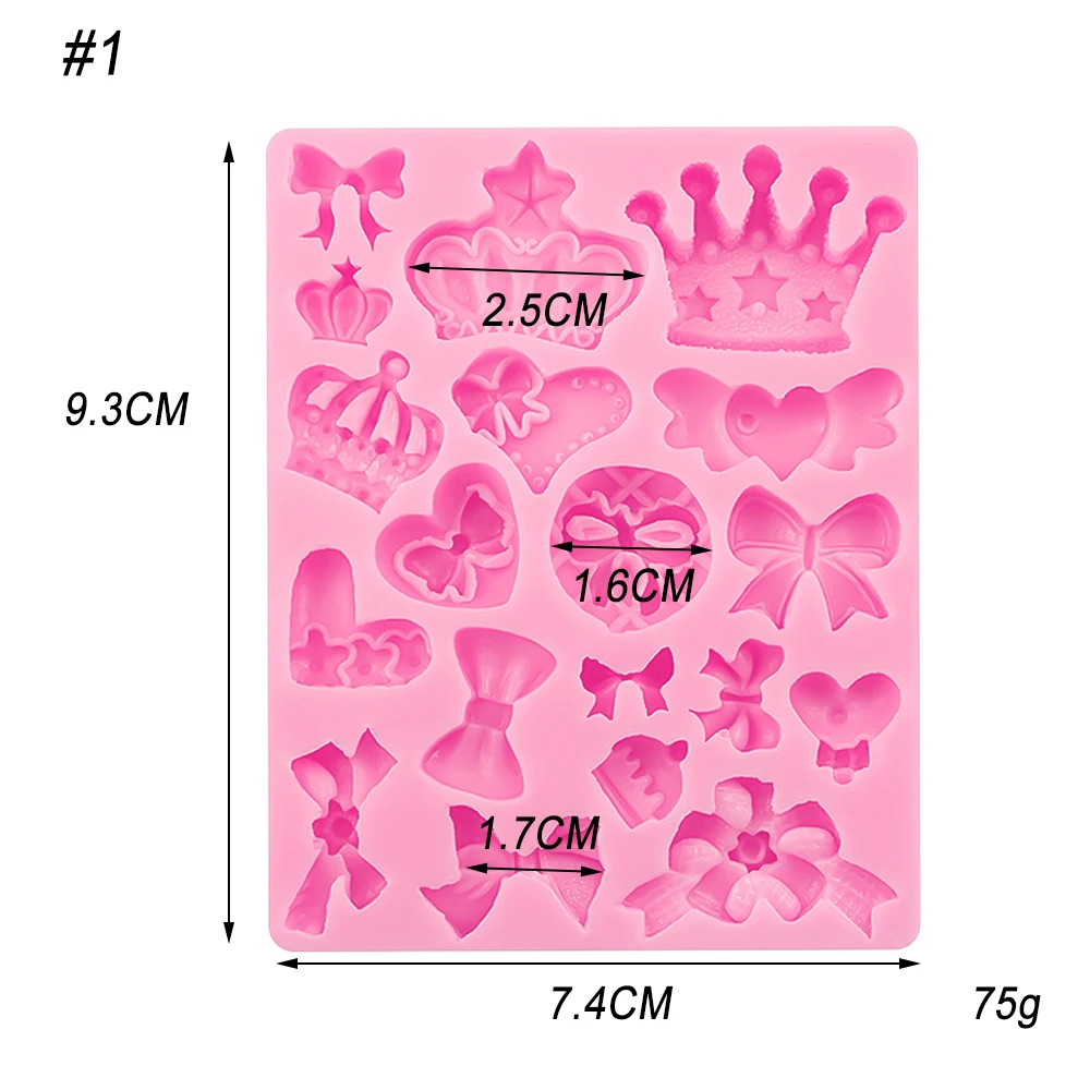 Crown Fondant Candy Silicone Molds Bows Crown Heart Mold  Cake Decoration, Cupcake Topper, Chocolate, Pastry, Cookie Decor