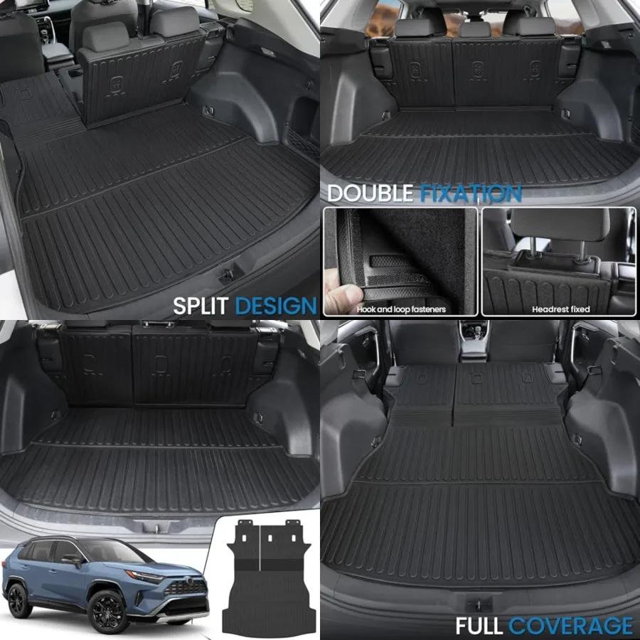 

Cargo Mat with Backrest Mat for Toyota RAV4 2019-2024 2025 Include Hybrid Car Mat Accessories, All Weather TPE Cargo Liner Seat