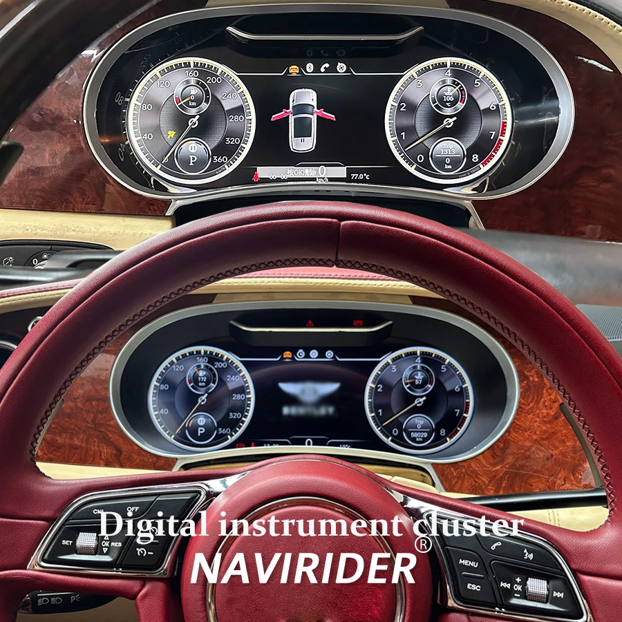 Layar LCD 12.3 inci Panel Instrumen Dashboard Untuk Bentley Flying Spur/Continental GT 2005-2012 Dashboard Smart Carplay