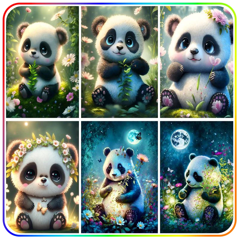 

SDOYUNO Diamond Painting Accessories For Beginner Animal Panda Diamond Art Cross Stitch Kits Picture Wall Home Decoration