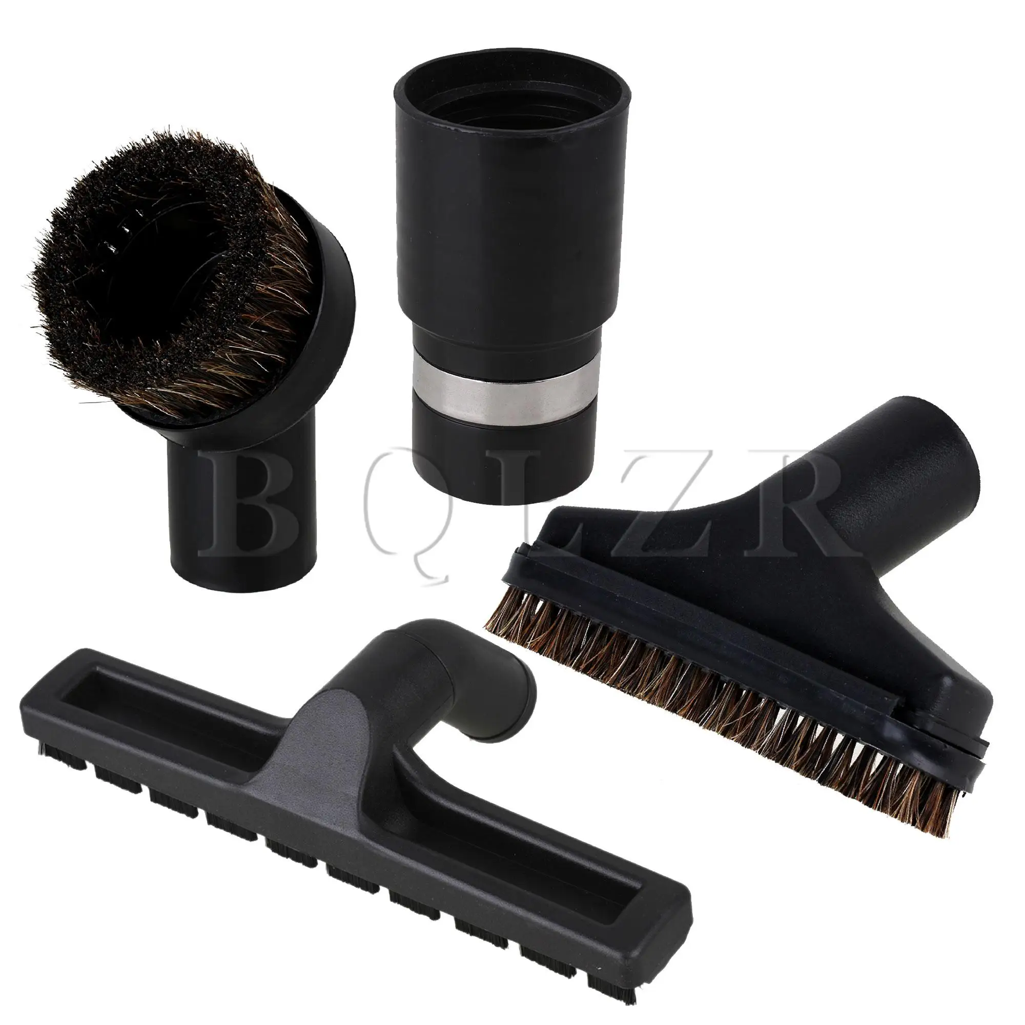 BQLZR 4 Pieces 32mm ID Adapter and Vacuum Brush Round Square Black Tool Kit