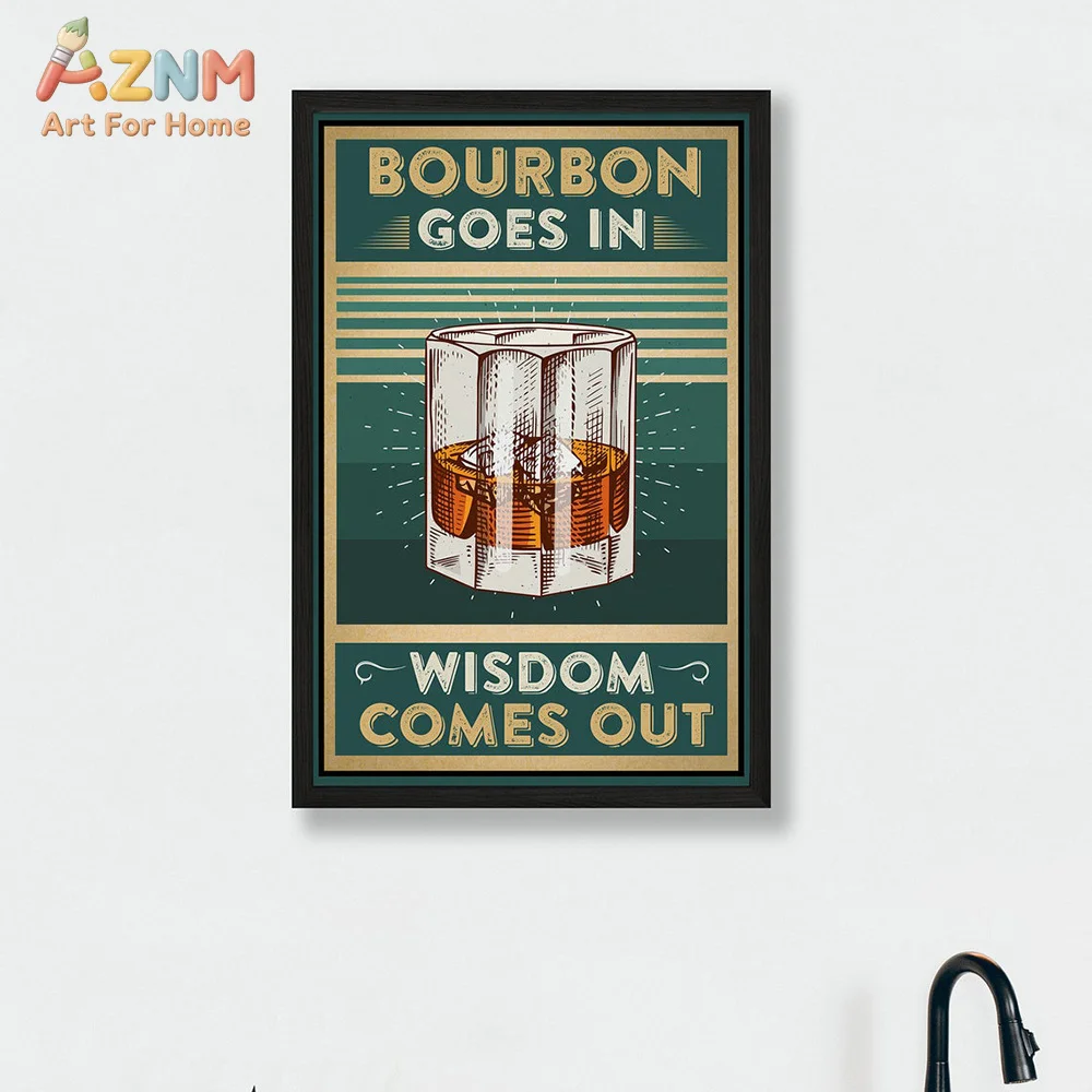 Retro Whiskey Entry Poster Bar Bar Wall Decoration Picture Interesting Ice Cube Art Print Wisdom Appears Alcohol Drinking Painti