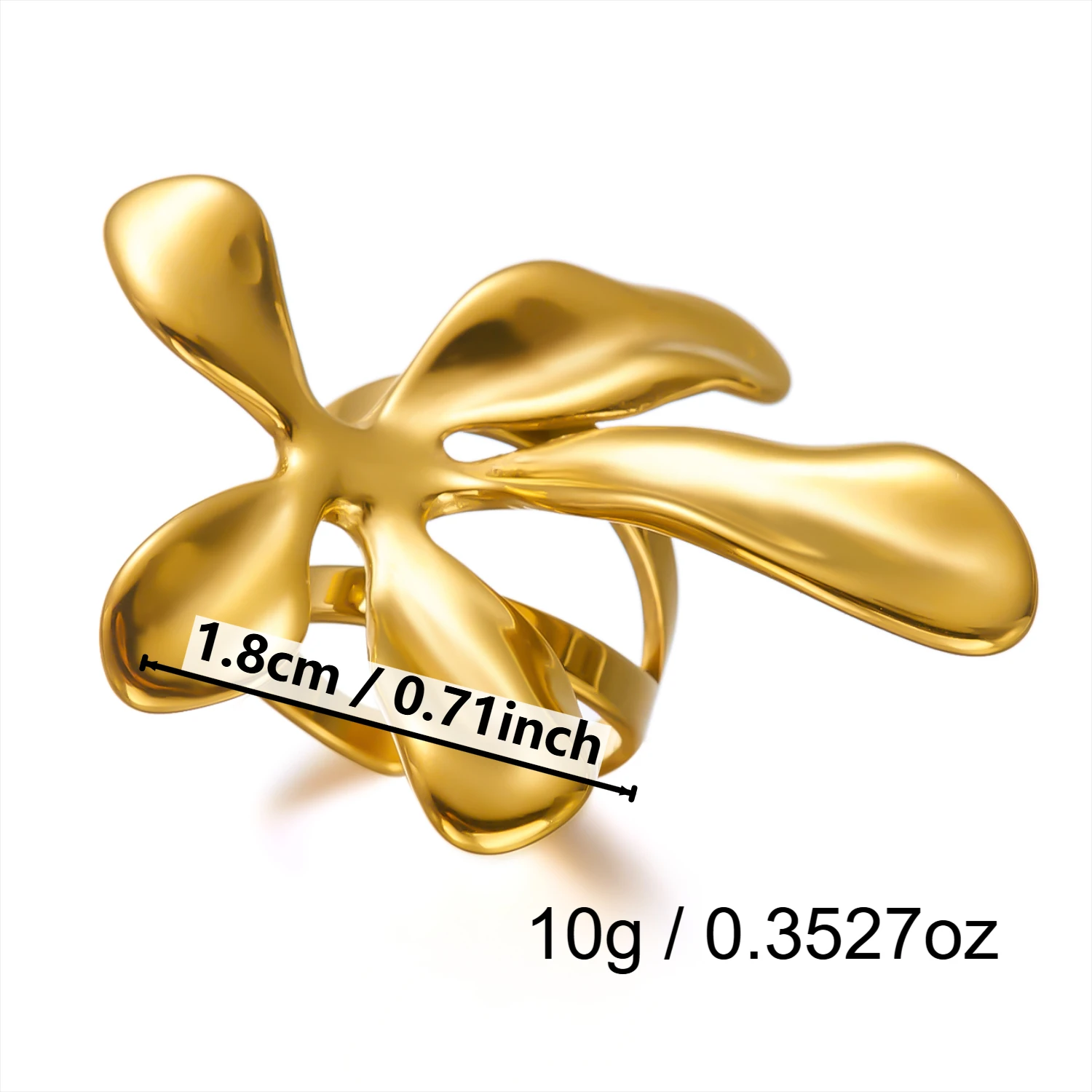 Einzigartige Edelstahl-Perlen-Blumenringe für Damen und Herren, Punk Hip-Hop Geometrische Unregelmäßige Fingerringe, Anlaufbeständiger Schmuck – Detail 10
