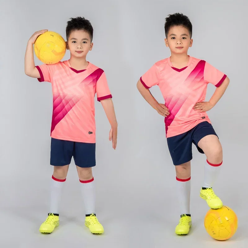 Boys Football Jersey tracksuit Child Soccer Sports Uniforms Kids Play Ball Sportswear Kits vest children\'s football suit Socks