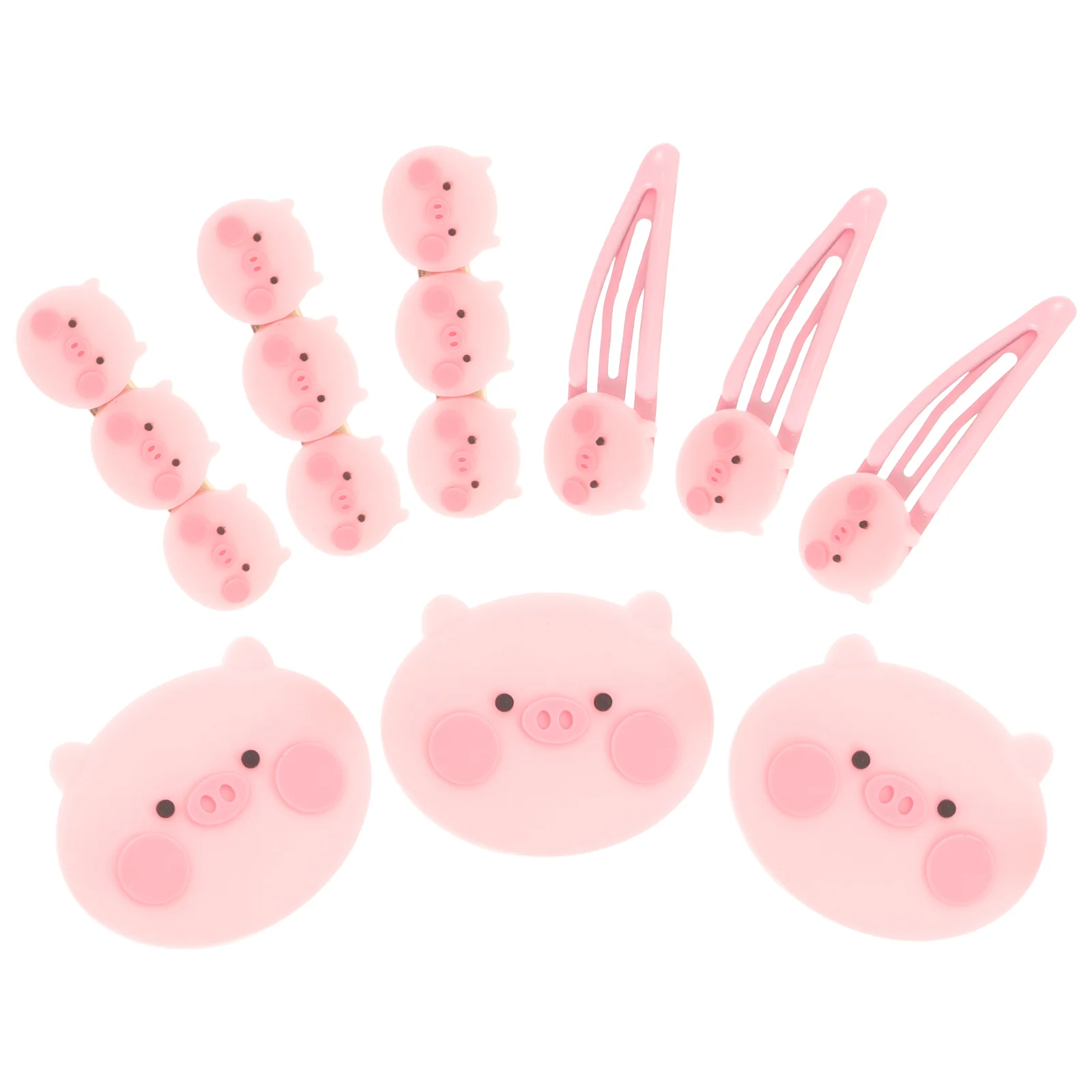 9 Pcs Hairpin Pig Hairpins Kids Cartoon Decor Metal Pink Resin Durable Environmental-friendly